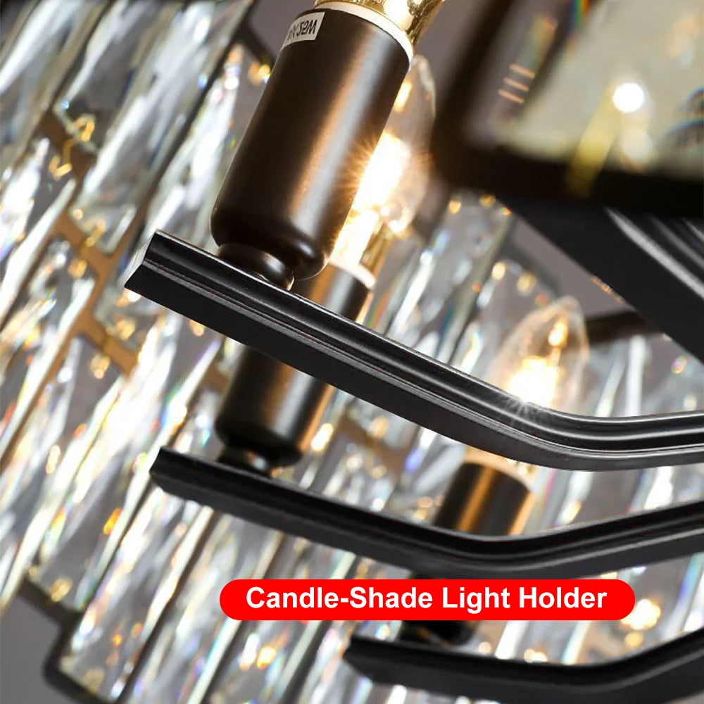 Modern Geometric Crystal Chandelier 14-Light with Adjustable