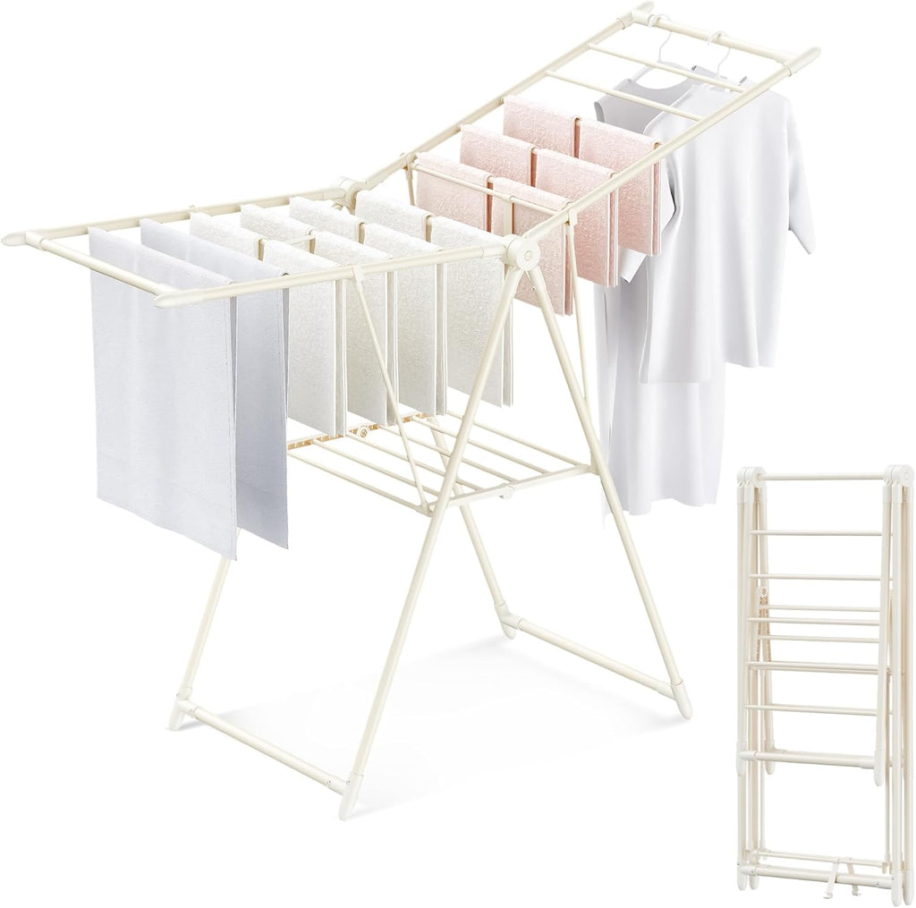 Clothes Drying Rack, 2 Layer Foldable Clothes Horse with 3 Height Adjustable Clothes Airer