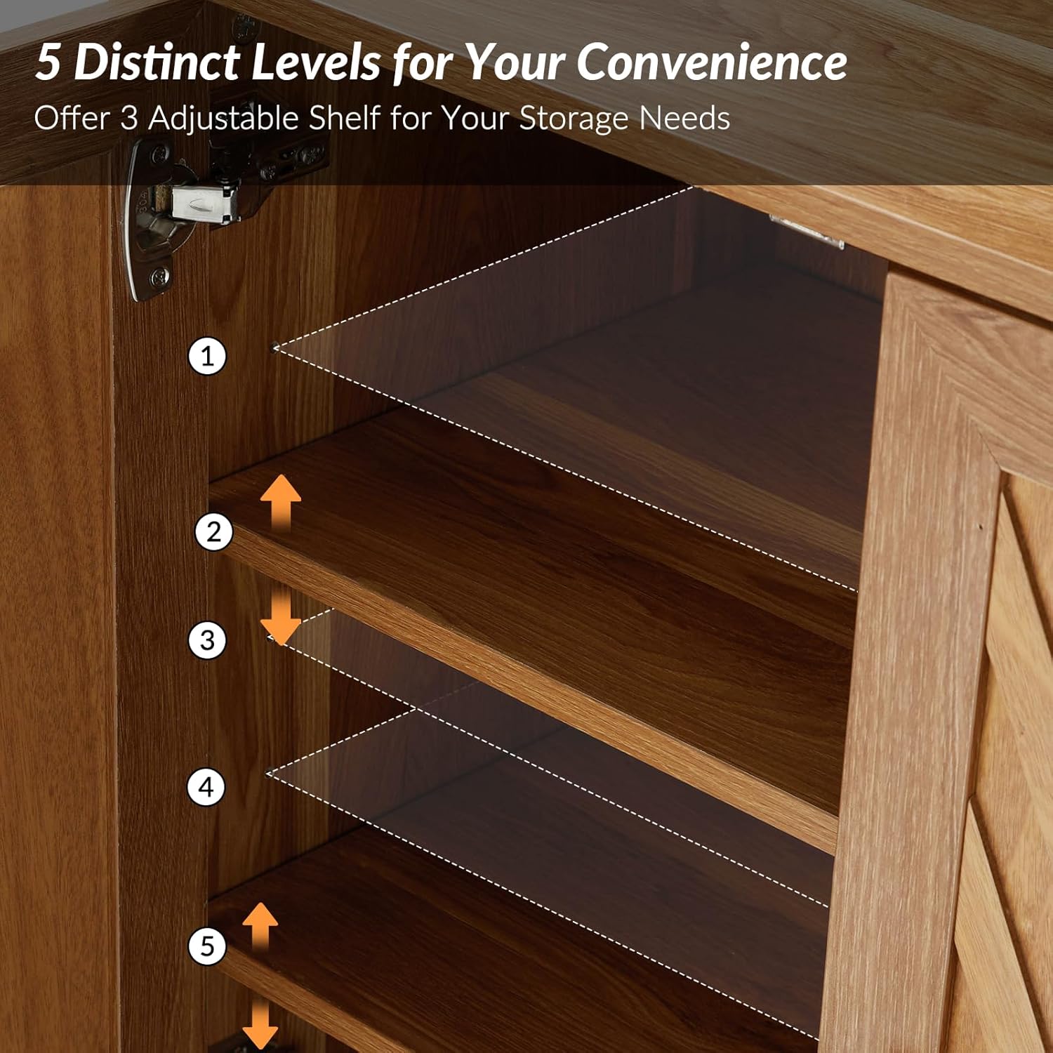 Sideboard with 4 Doors and Adjustable Shelves, Large Sideboard Storage Cabinet Wooden