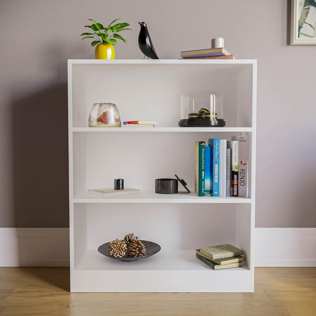 White Wooden Shelving Display Storage Unit Office Living Room Furniture