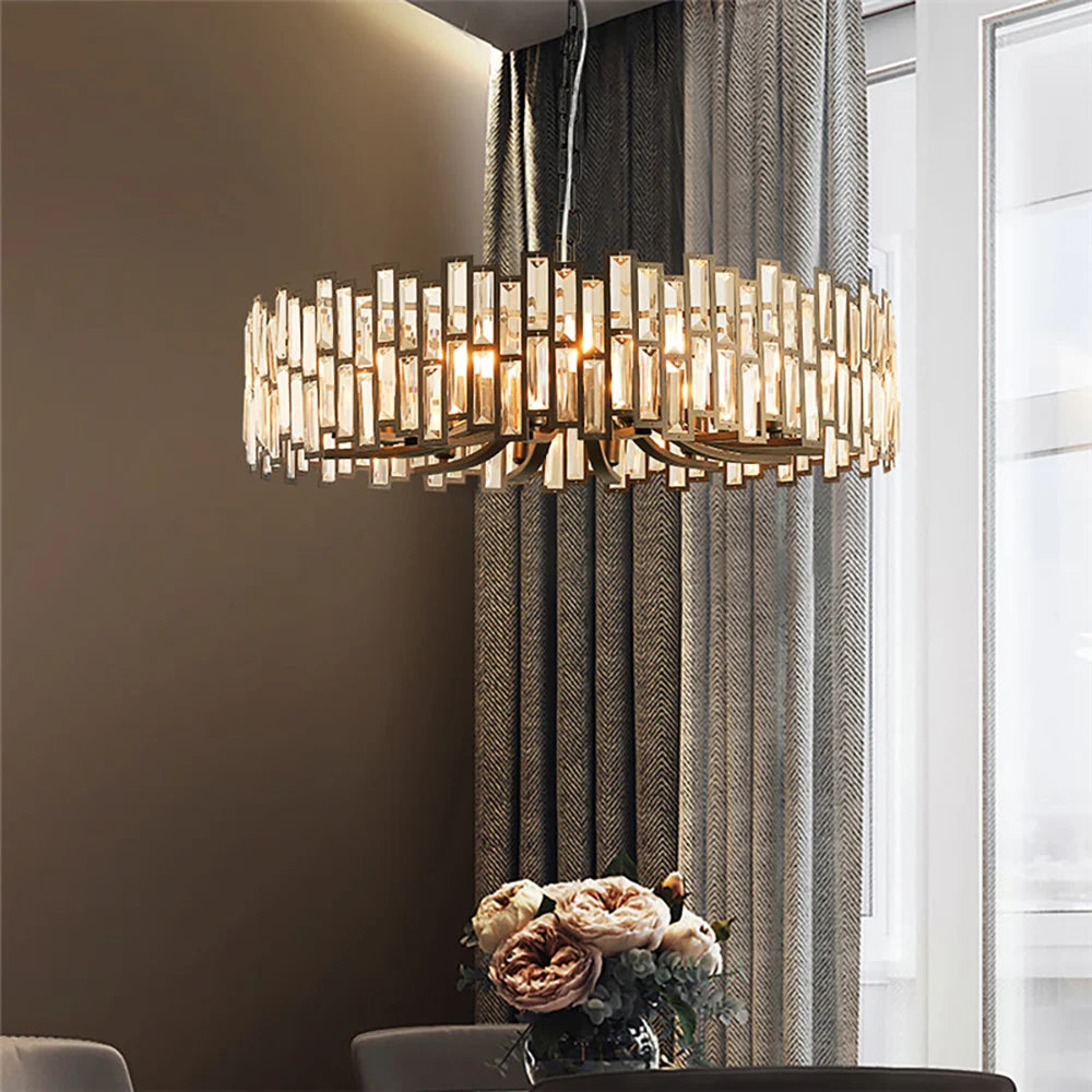 Modern Geometric Crystal Chandelier 14-Light with Adjustable