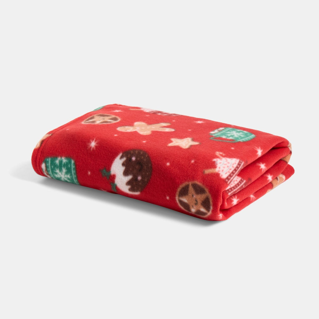 Festive Christmas Treats Fleece Throw - Red