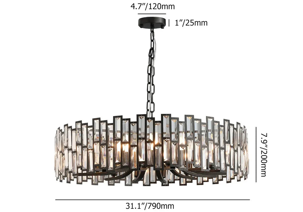 Modern Geometric Crystal Chandelier 14-Light with Adjustable